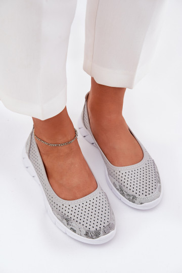 Ažurové baleríny Vinceza 95323 šedá