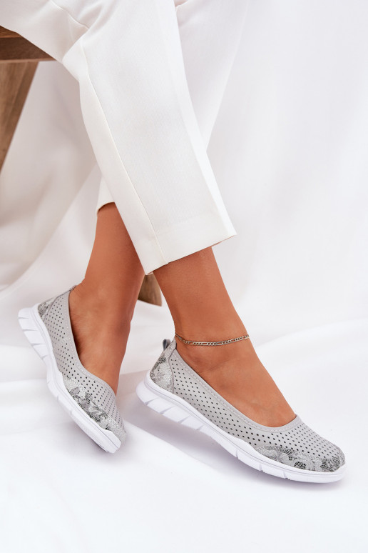 Ažurové baleríny Vinceza 95323 šedá  Ažurové baleríny Vinceza 95323 šedá