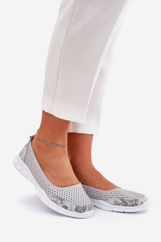 Ažurové baleríny Vinceza 95323 šedá  Ažurové baleríny Vinceza 95323 šedá