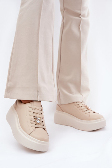  tenisky  s platformou Z Przypinką Vinceza 39922 béžové