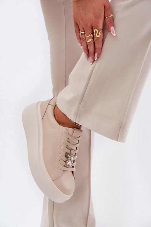  tenisky  s platformou Z Przypinką Vinceza 39922 béžové