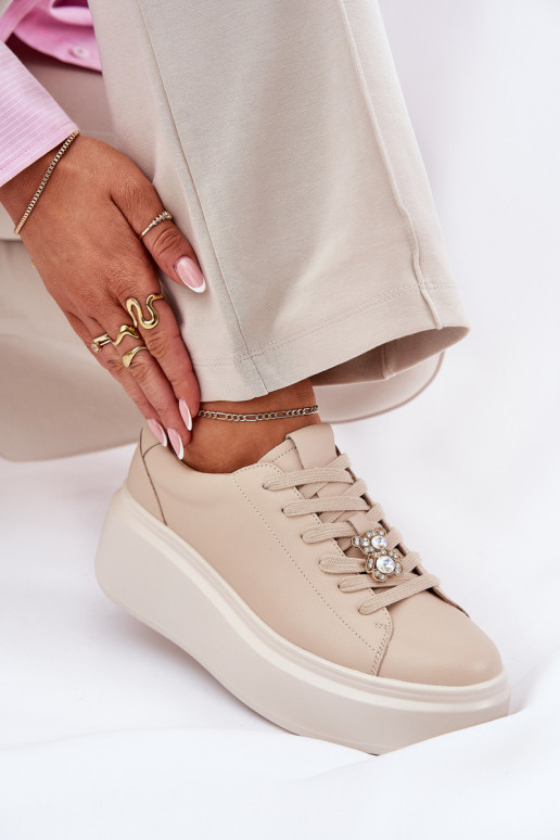  tenisky  s platformou Z Przypinką Vinceza 39922 béžové