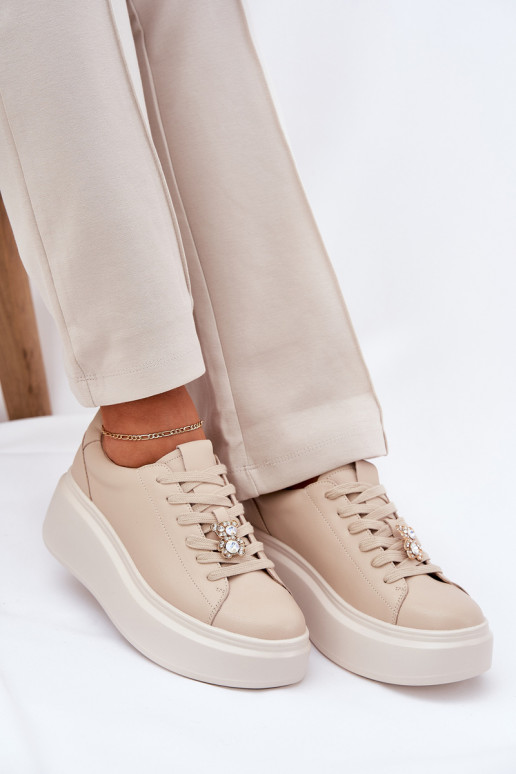  tenisky  s platformou Z Przypinką Vinceza 39922 béžové