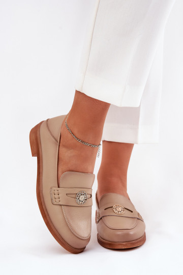 Elegantní styl Dámské mokasíny Z Naturalnej Skóry Vinceza 18100 béžové