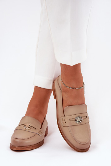 Elegantní styl Dámské mokasíny Z Naturalnej Skóry Vinceza 18100 béžové 2