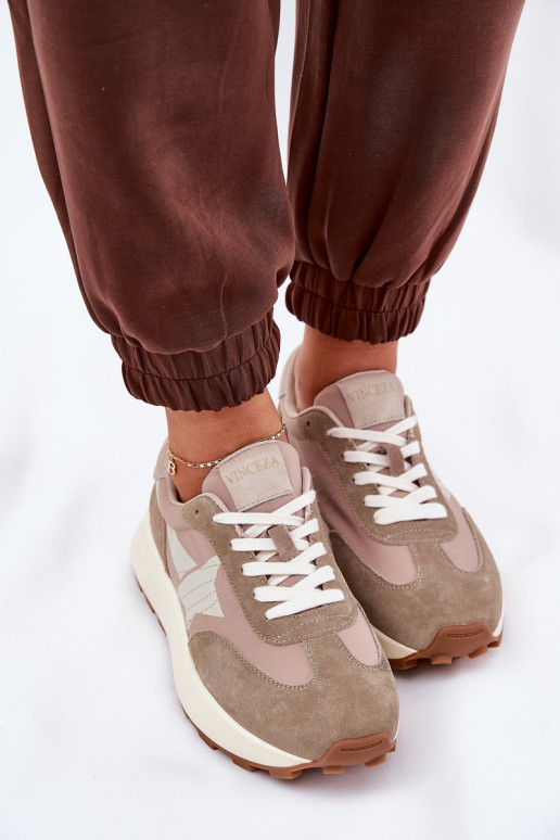 ze semiše tenisky  s platformou Vinceza 66720 béžové ze semiše tenisky  s platformou Vinceza 66720 béžové