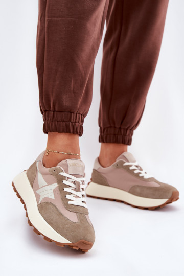 ze semiše tenisky  s platformou Vinceza 66720 béžové 2