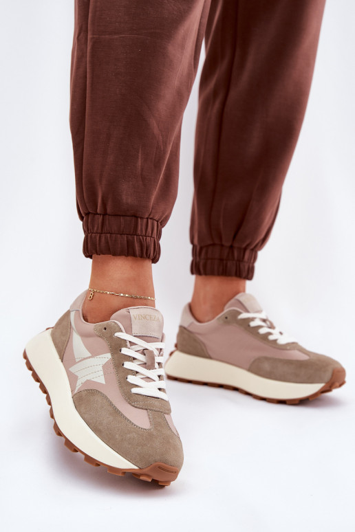 ze semiše tenisky  s platformou Vinceza 66720 béžové ze semiše tenisky  s platformou Vinceza 66720 béžové