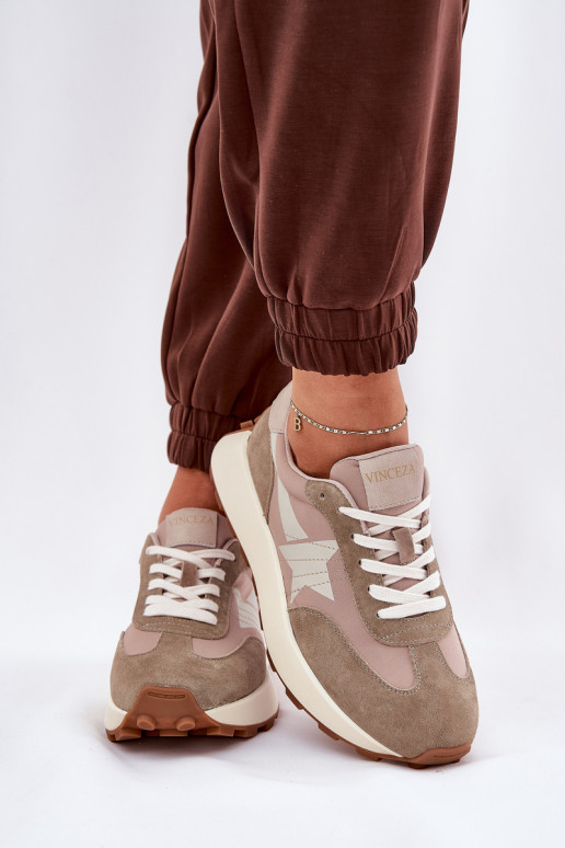 ze semiše tenisky  s platformou Vinceza 66720 béžové ze semiše tenisky  s platformou Vinceza 66720 béžové