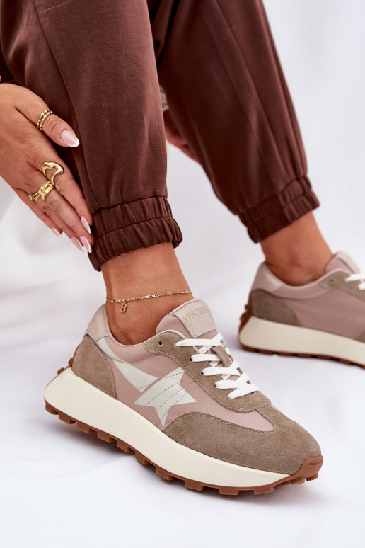 ze semiše tenisky  s platformou Vinceza 66720 béžové ze semiše tenisky  s platformou Vinceza 66720 béžové