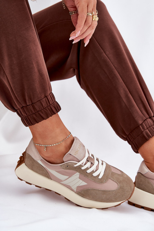 ze semiše tenisky  s platformou Vinceza 66720 béžové ze semiše tenisky  s platformou Vinceza 66720 béžové