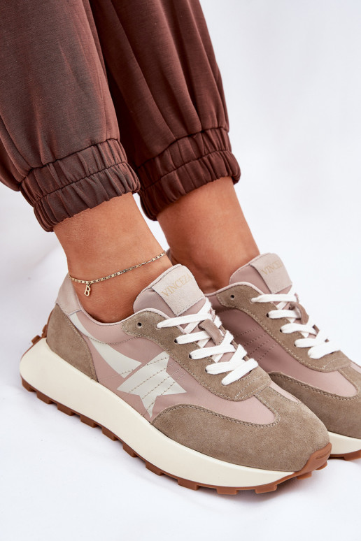 ze semiše tenisky  s platformou Vinceza 66720 béžové ze semiše tenisky  s platformou Vinceza 66720 béžové