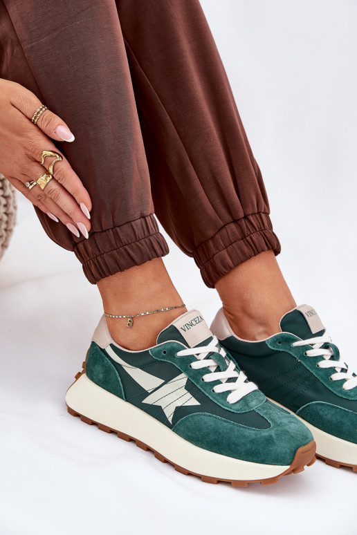 ze semiše tenisky  s platformou Vinceza 66720 zelené ze semiše tenisky  s platformou Vinceza 66720 zelené