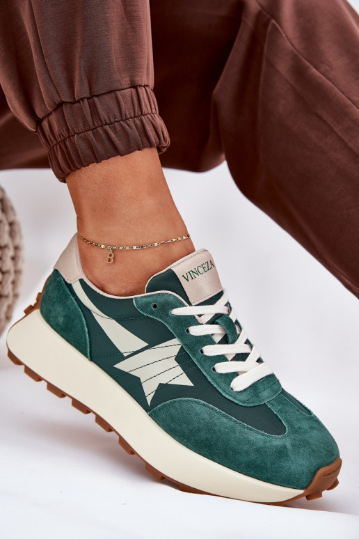 ze semiše tenisky  s platformou Vinceza 66720 zelené ze semiše tenisky  s platformou Vinceza 66720 zelené