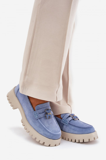 Semišové mokasíny  Z Przypinką Medvídci Vinceza 79533 modrá