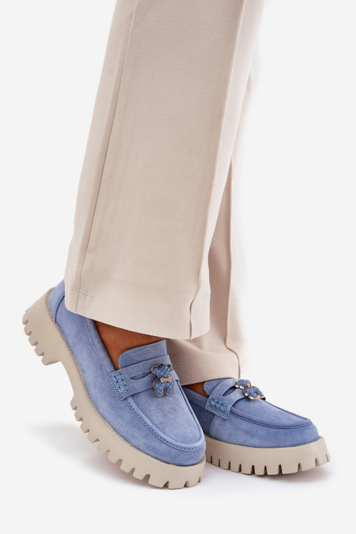 Semišové mokasíny  Z Przypinką Medvídci Vinceza 79533 modrá Semišové mokasíny  Z Przypinką Medvídci Vinceza 79533 modrá