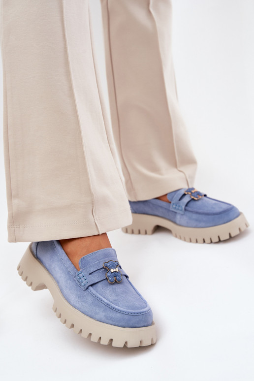 Semišové mokasíny  Z Przypinką Medvídci Vinceza 79533 modrá Semišové mokasíny  Z Przypinką Medvídci Vinceza 79533 modrá