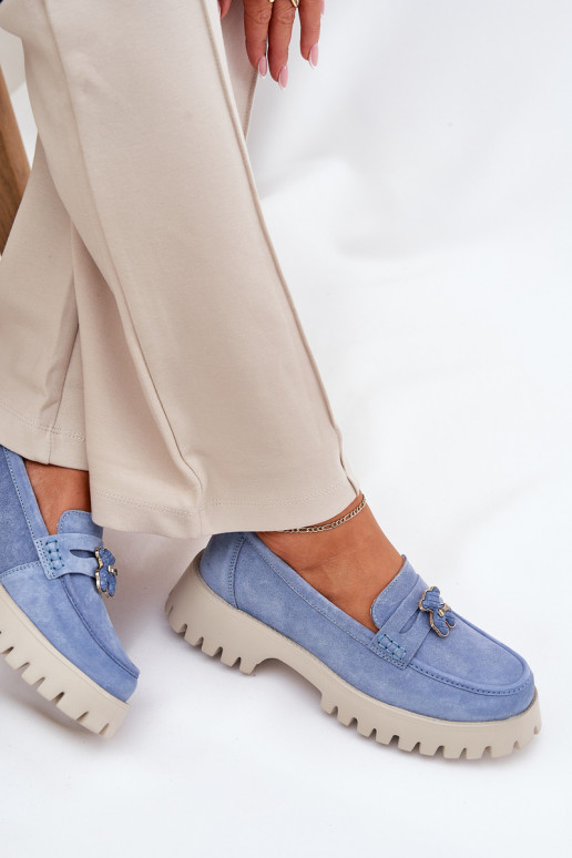 Semišové mokasíny  Z Przypinką Medvídci Vinceza 79533 modrá Semišové mokasíny  Z Przypinką Medvídci Vinceza 79533 modrá