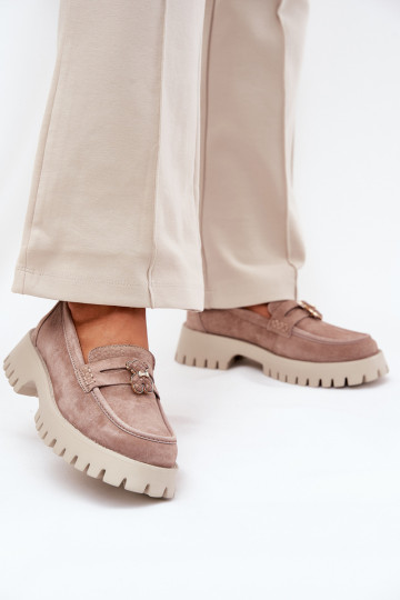 Semišové mokasíny  Z Przypinką Medvídci Vinceza 79533 béžové 2