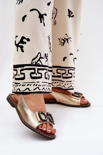 Ploché sandály s ornamenty Eko  zlaté barvy Lilria