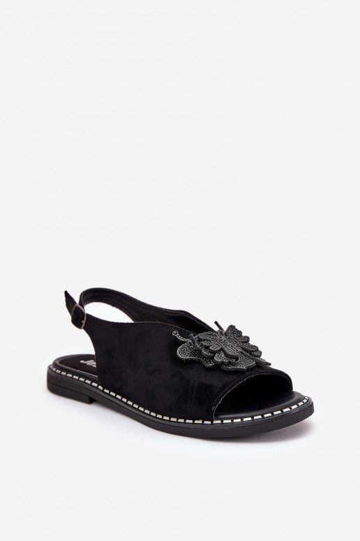 Dámské sandály s širokými podpatky s ornamenty Černé Soupravaorina Dámské sandály s širokými podpatky s ornamenty Černé Soupravaorina