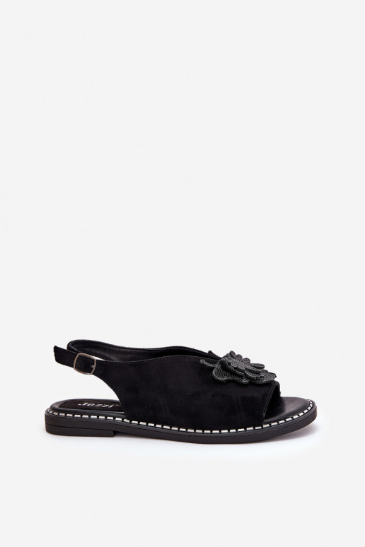 Dámské sandály s širokými podpatky s ornamenty Černé Soupravaorina Dámské sandály s širokými podpatky s ornamenty Černé Soupravaorina