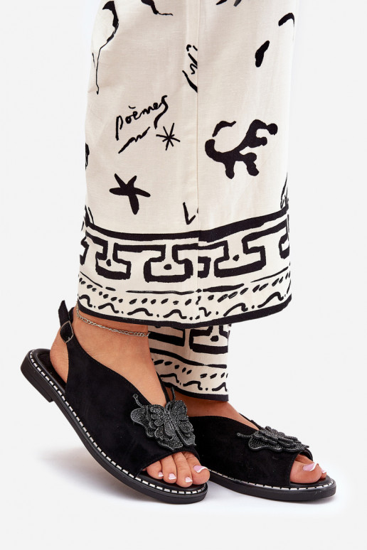 Dámské sandály s širokými podpatky s ornamenty Černé Soupravaorina Dámské sandály s širokými podpatky s ornamenty Černé Soupravaorina