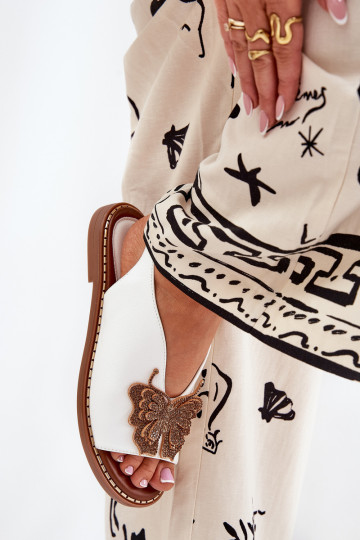 Dámské sandály s širokými podpatky s ornamenty bílé Soupravaorina 2