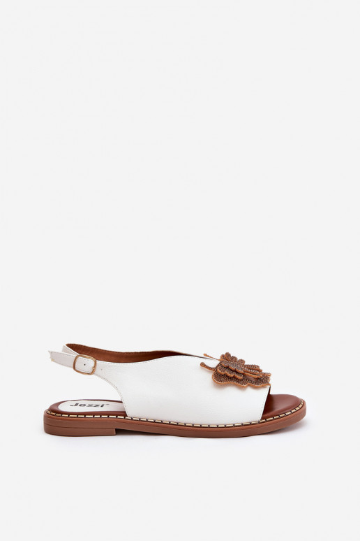 Dámské sandály s širokými podpatky s ornamenty bílé Soupravaorina Dámské sandály s širokými podpatky s ornamenty bílé Soupravaorina