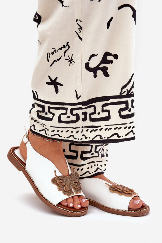 Dámské sandály s širokými podpatky s ornamenty bílé Soupravaorina Dámské sandály s širokými podpatky s ornamenty bílé Soupravaorina