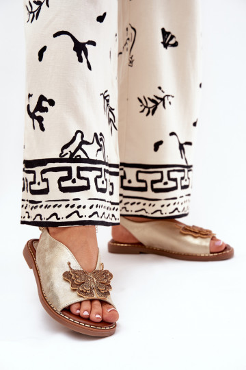 Dámské sandály s širokými podpatky s ornamenty zlaté barvy Soupravaorina 2