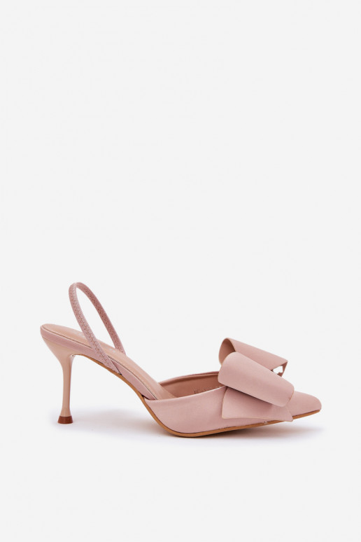 Boty na vysokém podpatku Z Odkrytymi Piętami I Kokardką béžové Eklevia