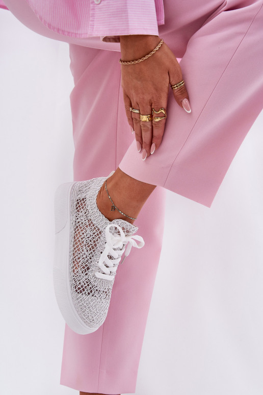 s ažurovými prvky Tenisky  s platformou bílé Aranelith