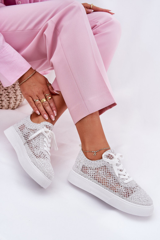 s ažurovými prvky Tenisky  s platformou bílé Aranelith