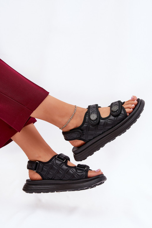 Dámské sandály  Detalami se samolepicími uzávěry Černé Zoliner