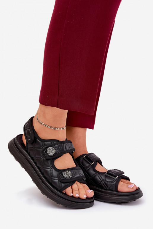 Dámské sandály  Detalami se samolepicími uzávěry Černé Zoliner