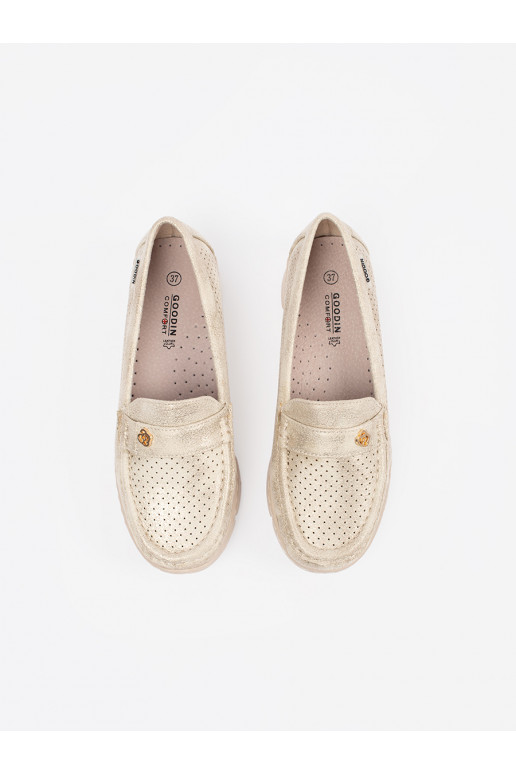 zlaté barvy  mokasíny ze m elementem