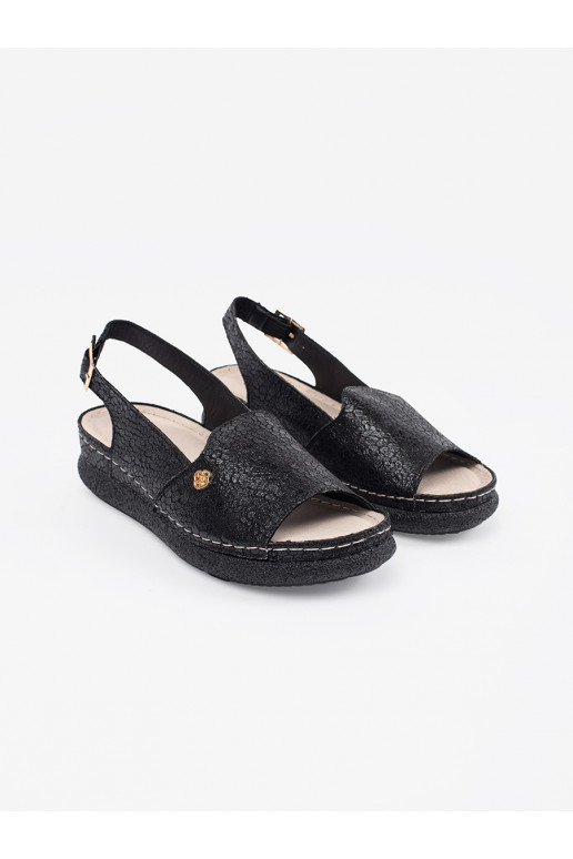 Černé sandály ze skórzaną wkładką