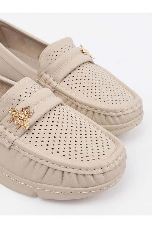 béžové mokasíny  z przypinką béžové mokasíny  z przypinką