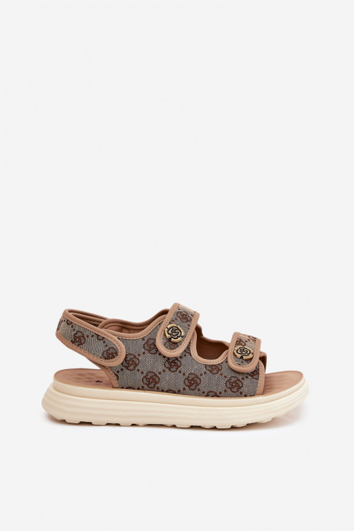    Žabky Ze zlaté barvymi Detalami khaki Pefese