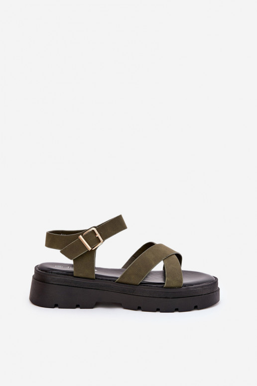 Dámské sandály s platformou z ekologické kůže khaki Gevinniser