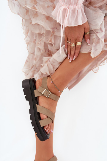 Dámské sandály s platformou z ekologické kůže khaki Gevinniser 2