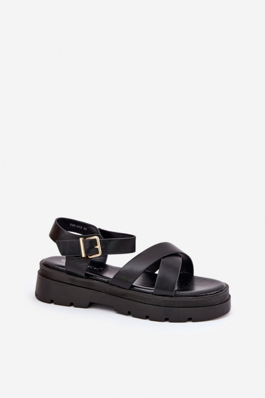 Dámské sandály s platformou z ekologické kůže Černé Gevinniser