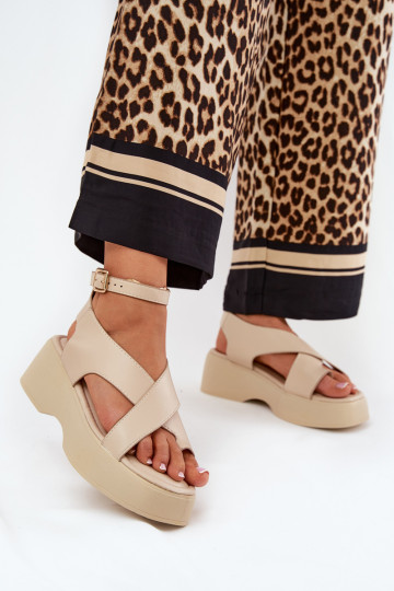 Dámské sandály s platformou I Koturnie Eko  béžové Tenzorus