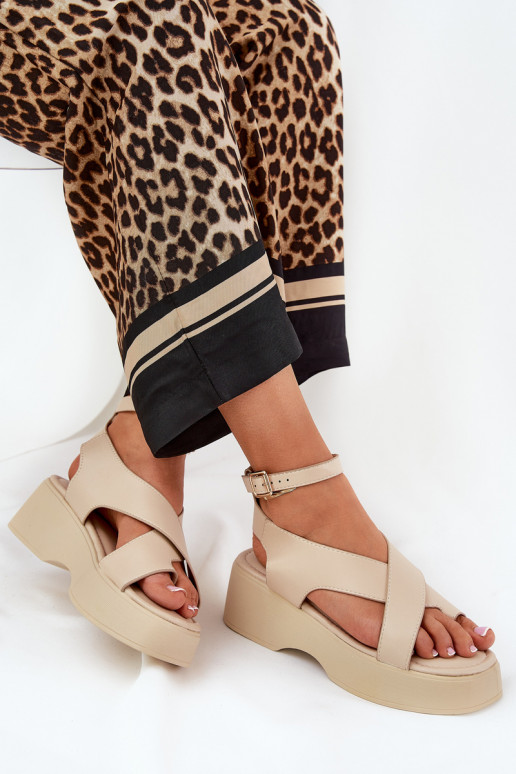 Dámské sandály s platformou I Koturnie Eko  béžové Tenzorus