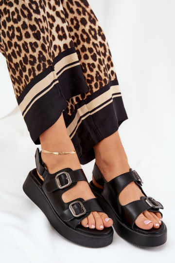 Dámské sandály s platformou I Koturnie s přezkami Černé Genorre