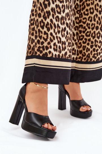 Dámské sandály na vysokém podpatku a platformou Eko  Černé Lomman