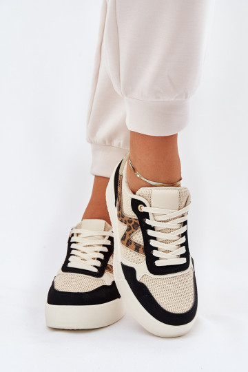 tenisky  s platformou se vzory leopardí kožešiny Černé Lorori