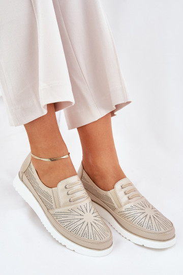 boty  Slip-on vzor s ažurovými prvky zlaté barvy Azethia