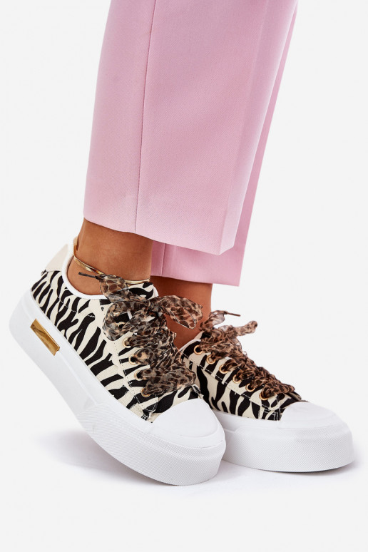 Ležérní obuv s platformou  m Zebra Černé a-béžové Zidora